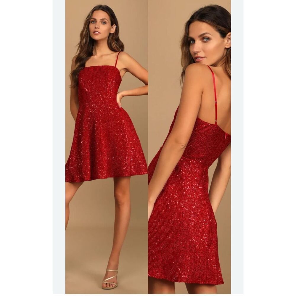 Lulu’s red sequence dress